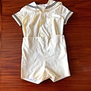Vintage Sailor Romper Ance K Custom Boys Size 4 Nautical Easter Outfit Yellow